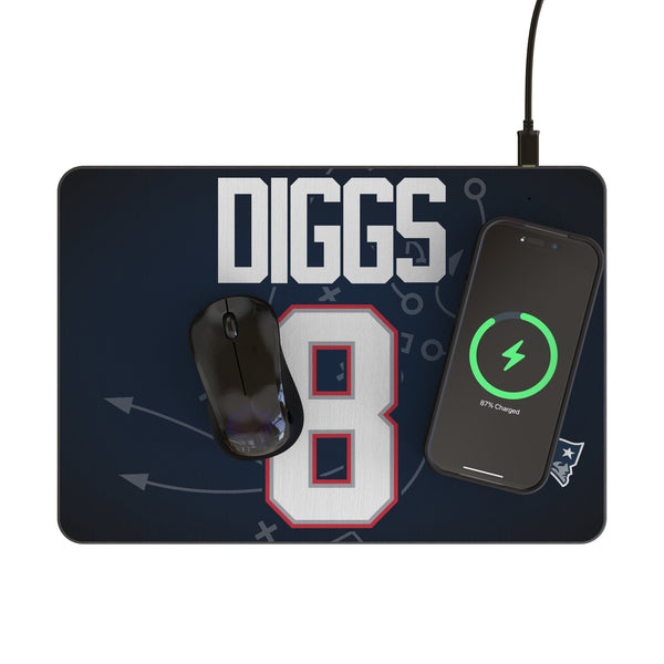Stefon Diggs New England Patriots 8 Game Tactic 15-Watt Wireless Charger and Mouse Pad Lifestyle.Jpg