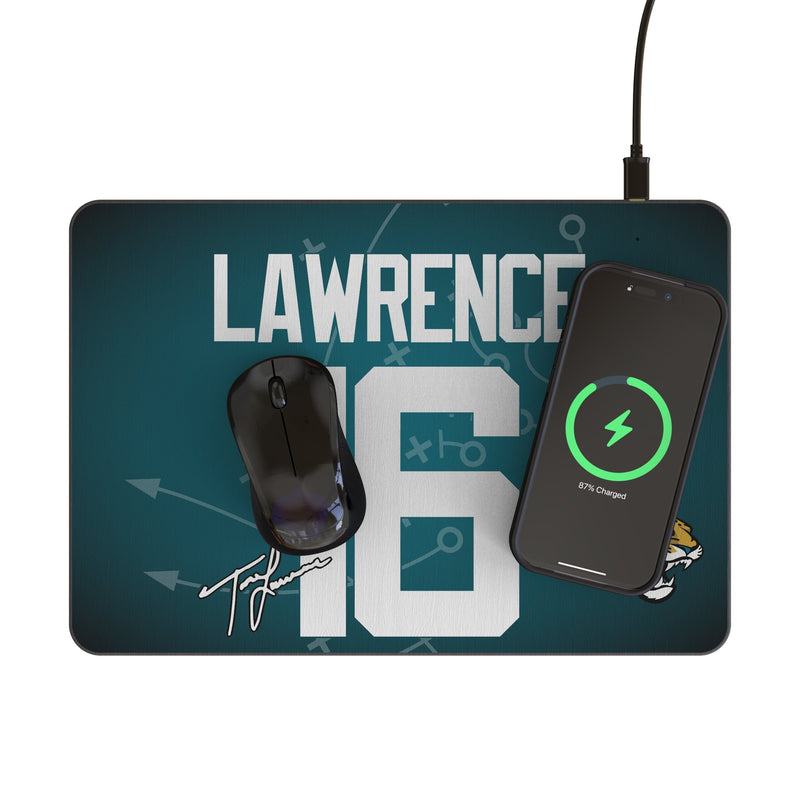 Trevor Lawrence Jacksonville Jaguars 16 Game Tactic 15-Watt Wireless Charger and Mouse Pad Lifestyle.Jpg