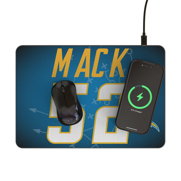 Khalil Mack Los Angeles Chargers 52 Game Tactic 15-Watt Wireless Charger and Mouse Pad Lifestyle.Jpg