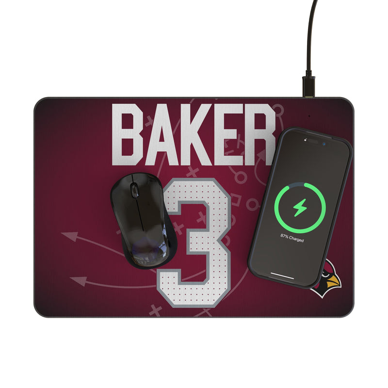 Budda Baker Arizona Cardinals 3 Game Tactic 15-Watt Wireless Charger and Mouse Pad Lifestyle.Jpg