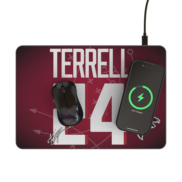 A.J. Terrell Atlanta Falcons 24 Game Tactic 15-Watt Wireless Charger and Mouse Pad Lifestyle.Jpg