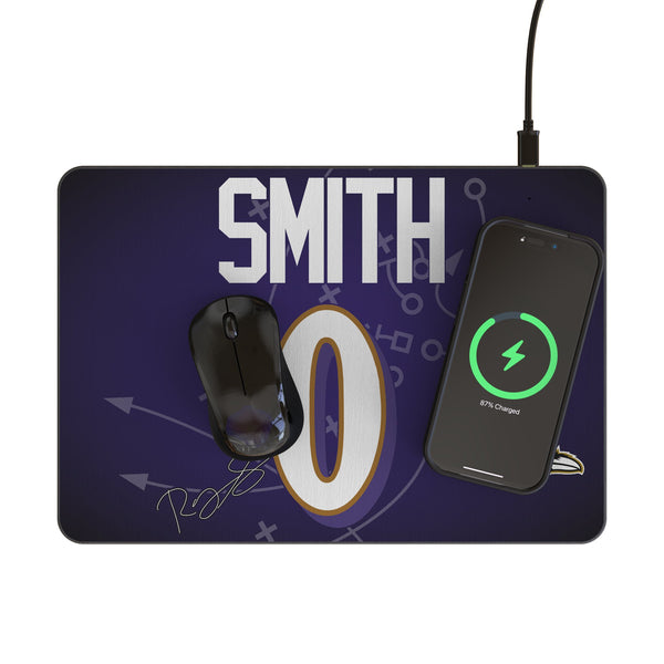 Roquan Smith Baltimore Ravens 0 Game Tactic 15-Watt Wireless Charger and Mouse Pad Lifestyle.Jpg