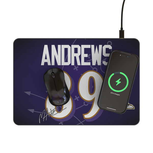 Mark Andrews Baltimore Ravens 89 Game Tactic 15-Watt Wireless Charger and Mouse Pad Lifestyle.Jpg