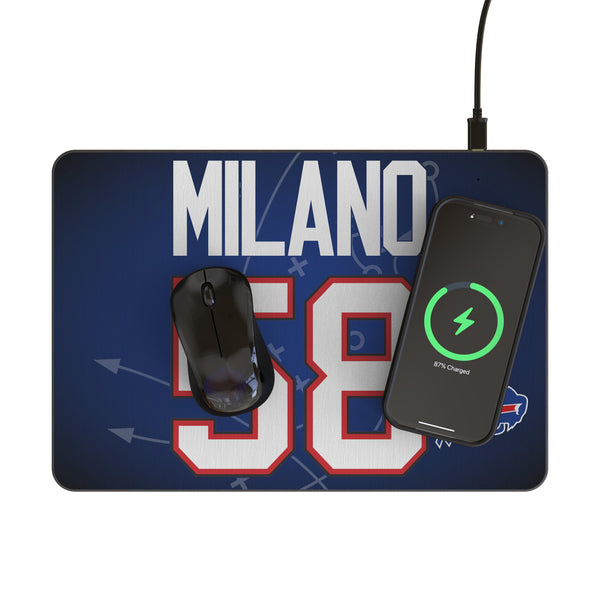 Matt Milano Buffalo Bills 58 Game Tactic 15-Watt Wireless Charger and Mouse Pad Lifestyle.Jpg