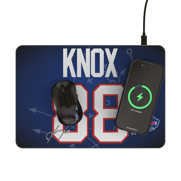 Dawson Knox Buffalo Bills 88 Game Tactic 15-Watt Wireless Charger and Mouse Pad Lifestyle.Jpg