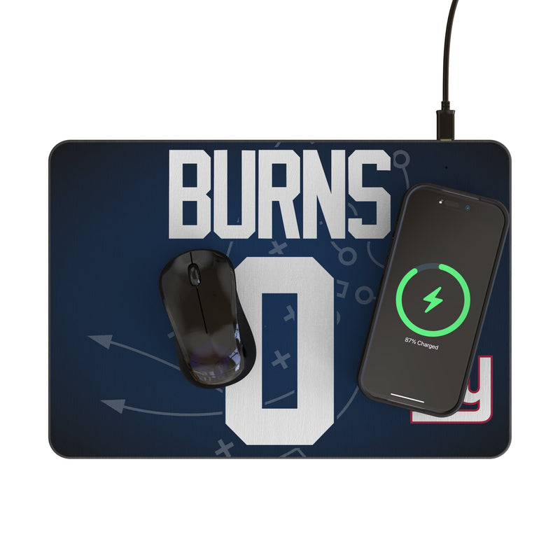 Brian Burns New York Giants 0 Game Tactic 15-Watt Wireless Charger and Mouse Pad Lifestyle.Jpg