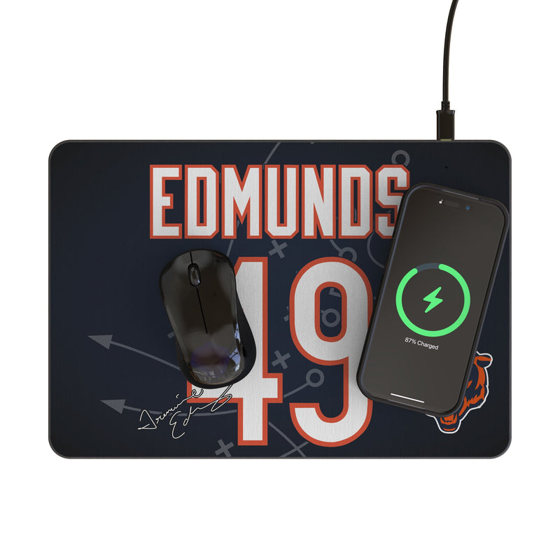 Tremaine Edmunds Chicago Bears 49 Game Tactic 15-Watt Wireless Charger and Mouse Pad Lifestyle.Jpg