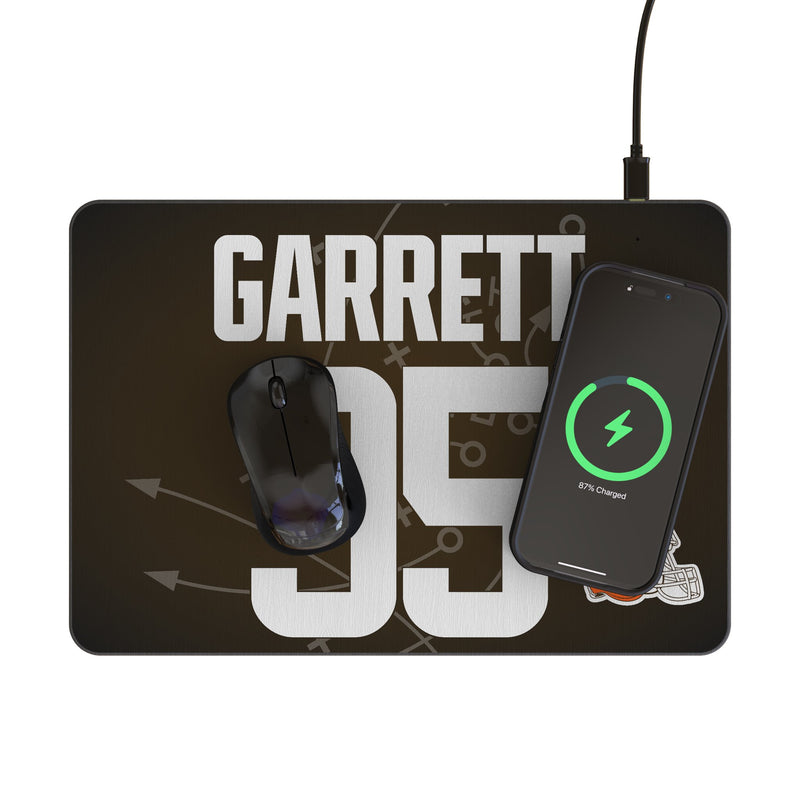 Myles Garrett Cleveland Browns 95 Game Tactic 15-Watt Wireless Charger and Mouse Pad Lifestyle.Jpg