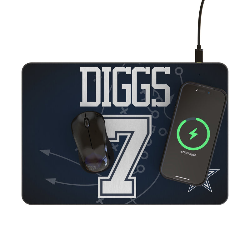 Trevon Diggs Dallas Cowboys 7 Game Tactic 15-Watt Wireless Charger and Mouse Pad Lifestyle.Jpg