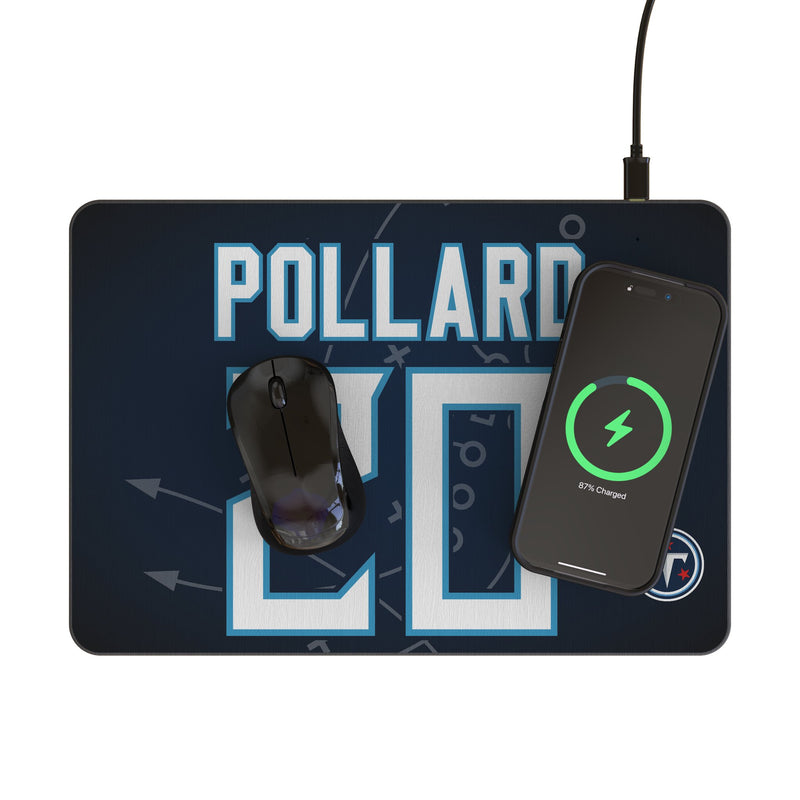 Tony Pollard Tennessee Titans 20 Game Tactic 15-Watt Wireless Charger and Mouse Pad Lifestyle.Jpg