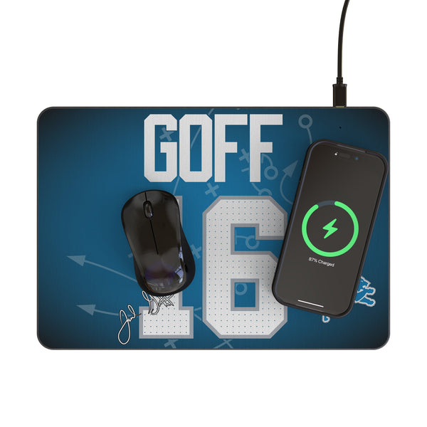 Jared Goff Detroit Lions 16 Game Tactic 15-Watt Wireless Charger and Mouse Pad Lifestyle.Jpg