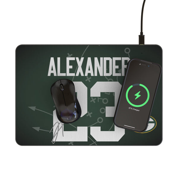 Jaire Alexander Green Bay Packers 23 Game Tactic 15-Watt Wireless Charger and Mouse Pad Lifestyle.Jpg