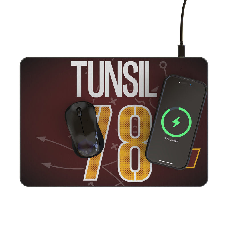 Laremy Tunsil Washington Commanders 78 Game Tactic 15-Watt Wireless Charger and Mouse Pad Lifestyle.Jpg