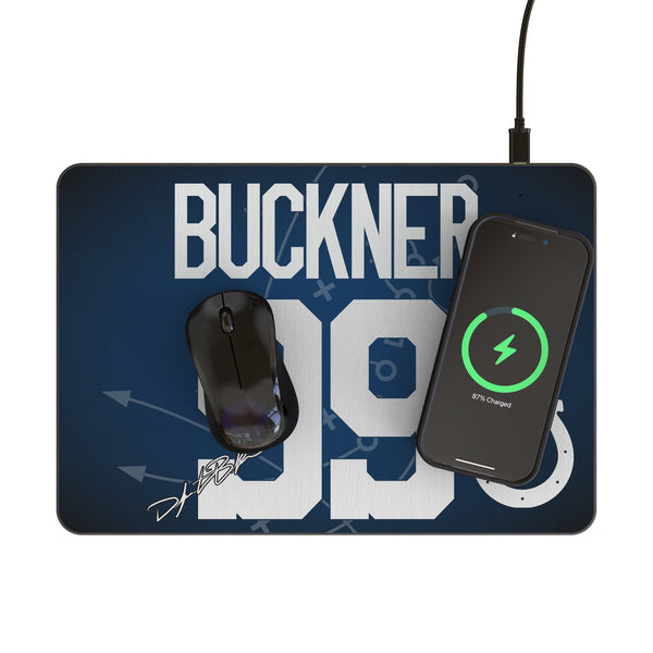 DeForest Buckner Indianapolis Colts 99 Game Tactic 15-Watt Wireless Charger and Mouse Pad Lifestyle.Jpg