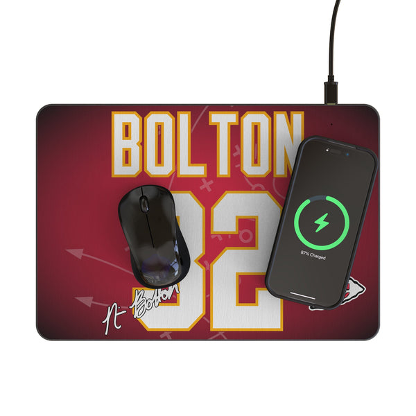 Nick Bolton Kansas City Chiefs 32 Game Tactic 15-Watt Wireless Charger and Mouse Pad Lifestyle.Jpg