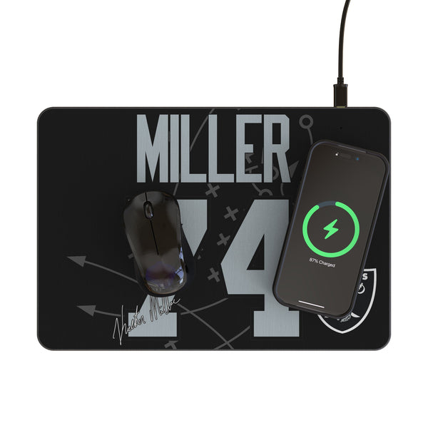 Kolton Miller Las Vegas Raiders 74 Game Tactic 15-Watt Wireless Charger and Mouse Pad Lifestyle.Jpg