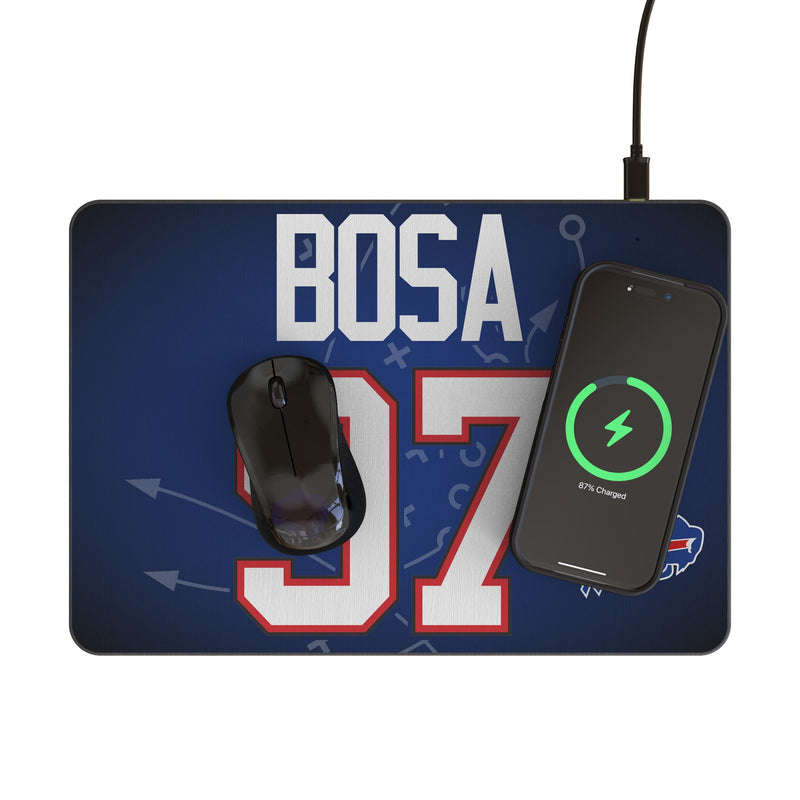 Joey Bosa Buffalo Bills 97 Game Tactic 15-Watt Wireless Charger and Mouse Pad Lifestyle.Jpg