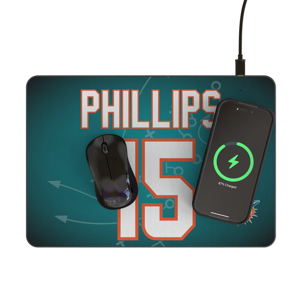 Jaelan Phillips Miami Dolphins 15 Game Tactic 15-Watt Wireless Charger and Mouse Pad Lifestyle.Jpg