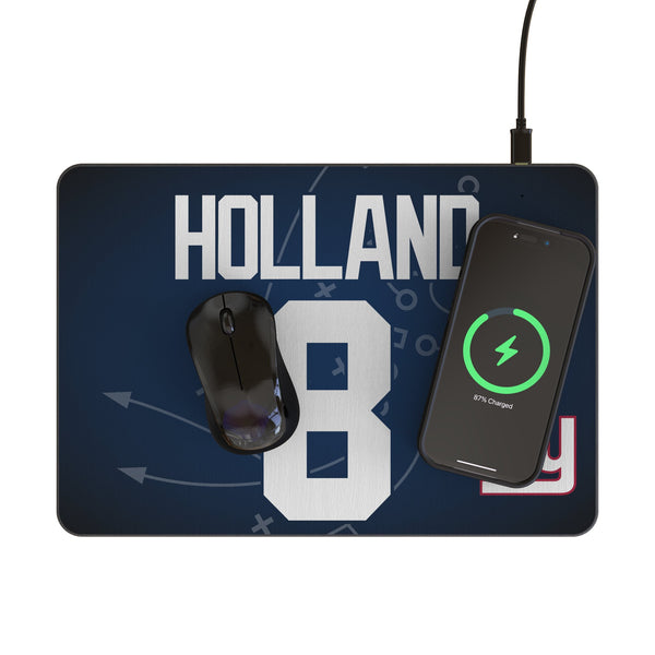 Jevon Holland New York Giants 8 Game Tactic 15-Watt Wireless Charger and Mouse Pad Lifestyle.Jpg