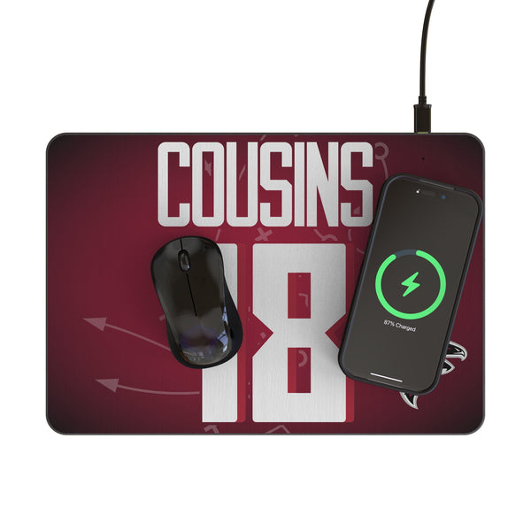 Kirk Cousins Atlanta Falcons 18 Game Tactic 15-Watt Wireless Charger and Mouse Pad Lifestyle.Jpg