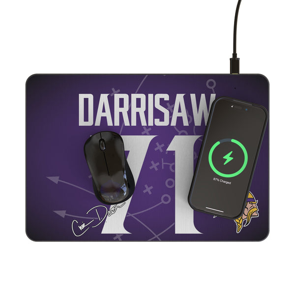 Christian Darrisaw Minnesota Vikings 71 Game Tactic 15-Watt Wireless Charger and Mouse Pad Lifestyle.Jpg