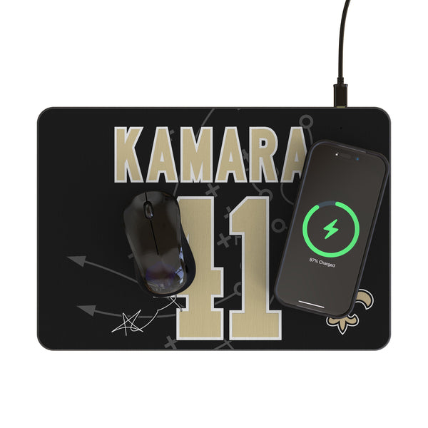 Alvin Kamara New Orleans Saints 41 Game Tactic 15-Watt Wireless Charger and Mouse Pad Lifestyle.Jpg