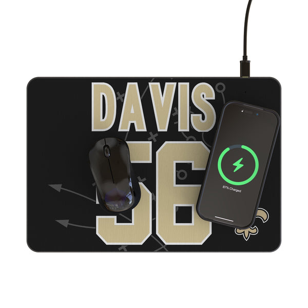 Demario Davis New Orleans Saints 56 Game Tactic 15-Watt Wireless Charger and Mouse Pad Lifestyle.Jpg