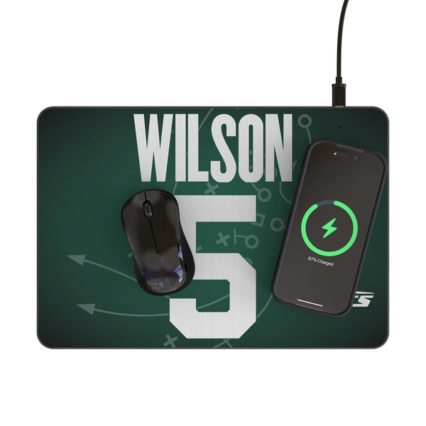 Garrett Wilson New York Jets 5 Game Tactic 15-Watt Wireless Charger and Mouse Pad Lifestyle.Jpg