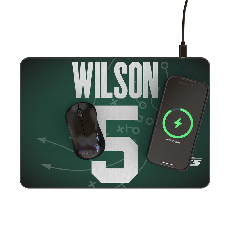 Garrett Wilson New York Jets 5 Game Tactic 15-Watt Wireless Charger and Mouse Pad Lifestyle.Jpg