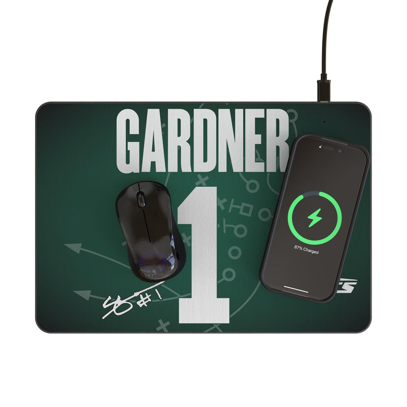 Sauce Gardner New York Jets 1 Game Tactic 15-Watt Wireless Charger and Mouse Pad Lifestyle.Jpg