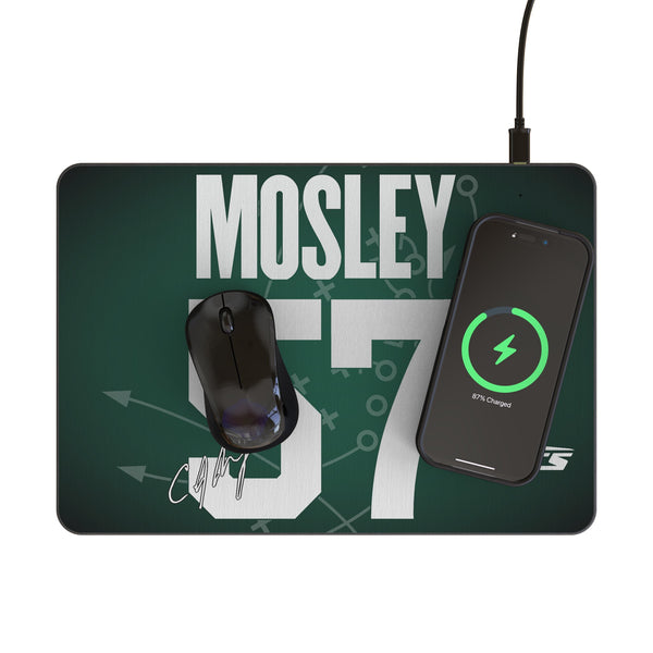 C.J. Mosley New York Jets 57 Game Tactic 15-Watt Wireless Charger and Mouse Pad Lifestyle.Jpg