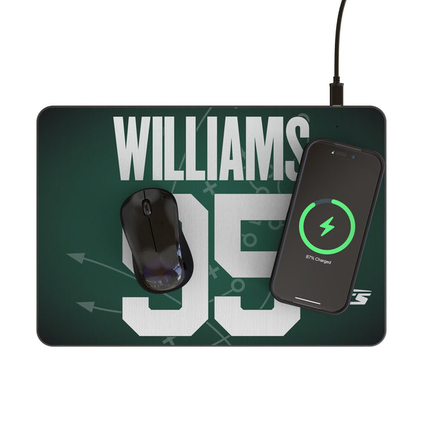 Quinnen Williams New York Jets 95 Game Tactic 15-Watt Wireless Charger and Mouse Pad Lifestyle.Jpg