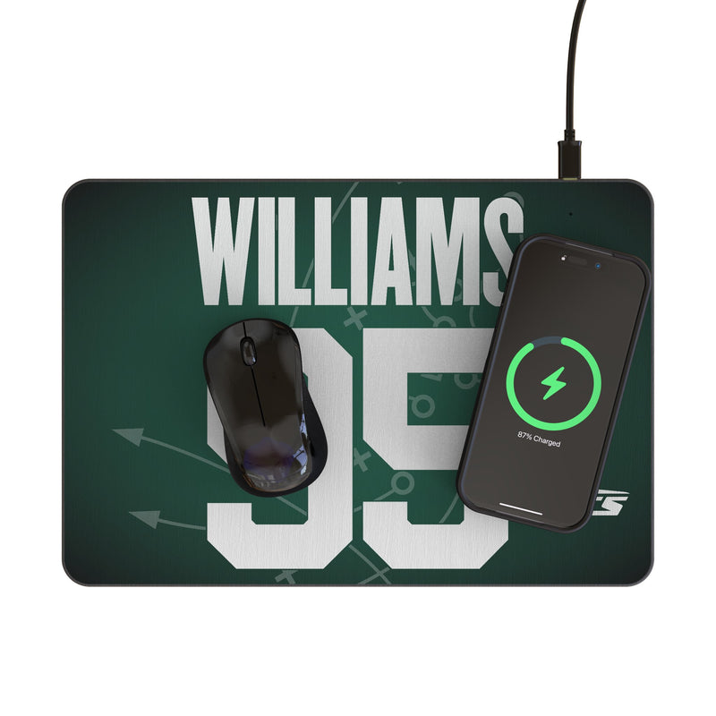 Quinnen Williams New York Jets 95 Game Tactic 15-Watt Wireless Charger and Mouse Pad Lifestyle.Jpg
