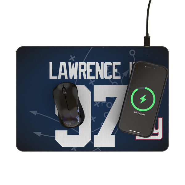 Dexter Lawrence II New York Giants 97 Game Tactic 15-Watt Wireless Charger and Mouse Pad Lifestyle.Jpg
