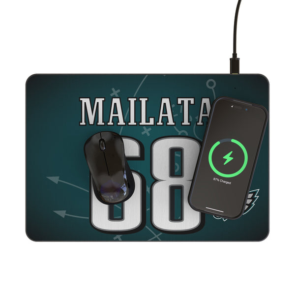Jordan Mailata Philadelphia Eagles 68 Game Tactic 15-Watt Wireless Charger and Mouse Pad Lifestyle.Jpg