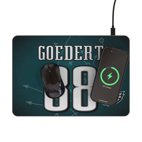 Dallas Goedert Philadelphia Eagles 88 Game Tactic 15-Watt Wireless Charger and Mouse Pad Lifestyle.Jpg