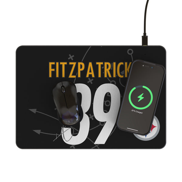 Minkah Fitzpatrick Pittsburgh Steelers 39 Game Tactic 15-Watt Wireless Charger and Mouse Pad Lifestyle.Jpg