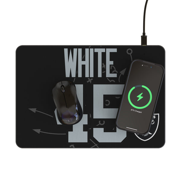 Devin White Las Vegas Raiders 45 Game Tactic 15-Watt Wireless Charger and Mouse Pad Lifestyle.Jpg