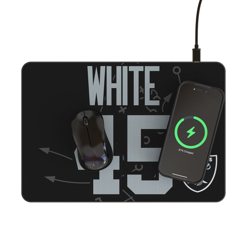 Devin White Las Vegas Raiders 45 Game Tactic 15-Watt Wireless Charger and Mouse Pad Lifestyle.Jpg