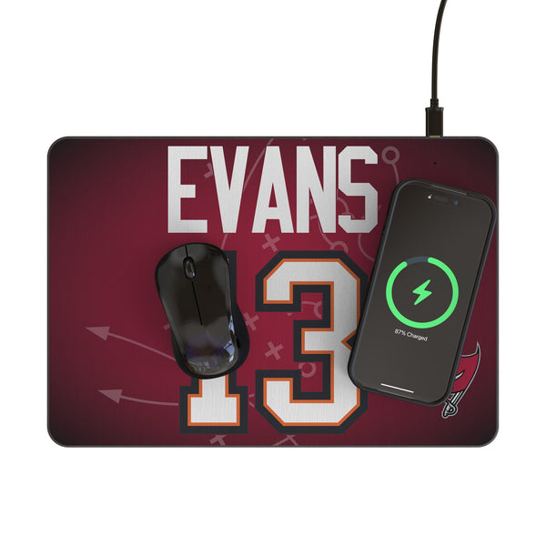 Mike Evans Tampa Bay Buccaneers 13 Game Tactic 15-Watt Wireless Charger and Mouse Pad Lifestyle.Jpg
