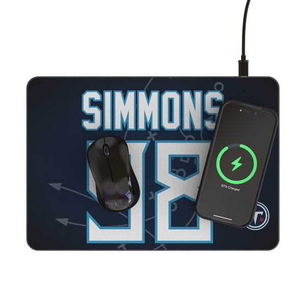 Jeffery Simmons Tennessee Titans 98 Game Tactic 15-Watt Wireless Charger and Mouse Pad Lifestyle.Jpg