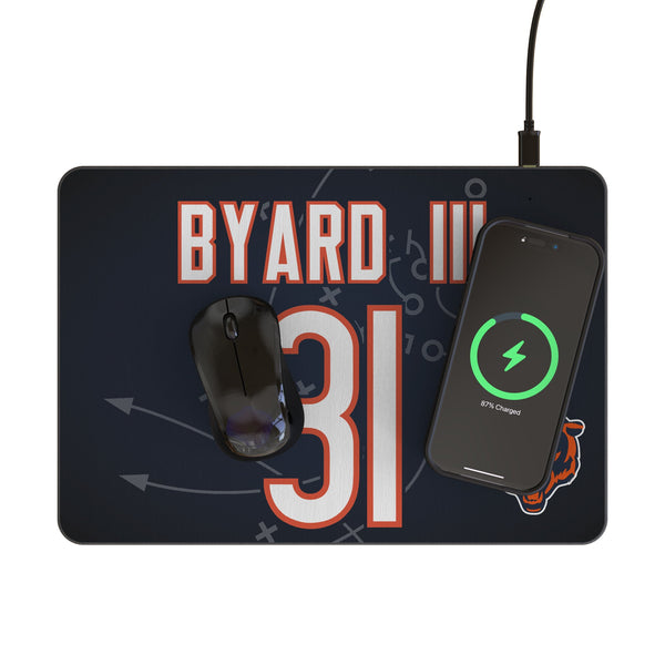 Kevin Byard III Chicago Bears 31 Game Tactic 15-Watt Wireless Charger and Mouse Pad Lifestyle.Jpg