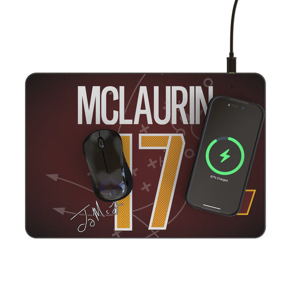Terry McLaurin Washington Commanders 17 Game Tactic 15-Watt Wireless Charger and Mouse Pad Lifestyle.Jpg