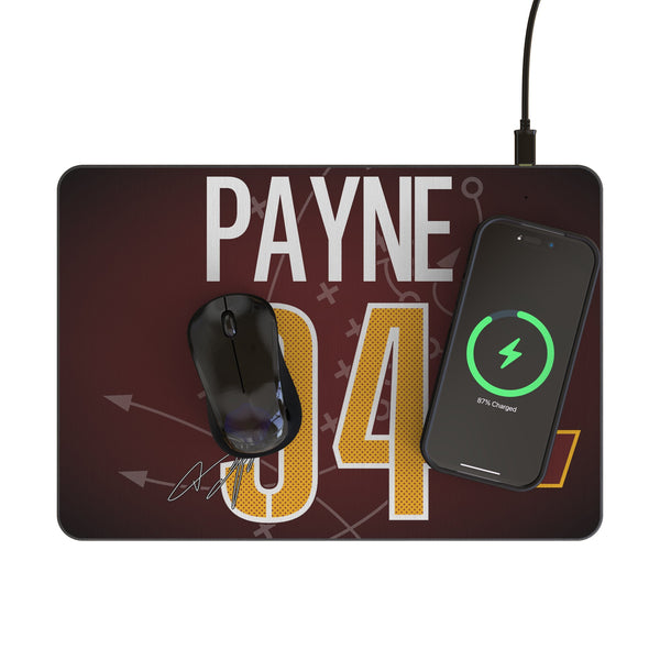 Daron Payne Washington Commanders 94 Game Tactic 15-Watt Wireless Charger and Mouse Pad Lifestyle.Jpg