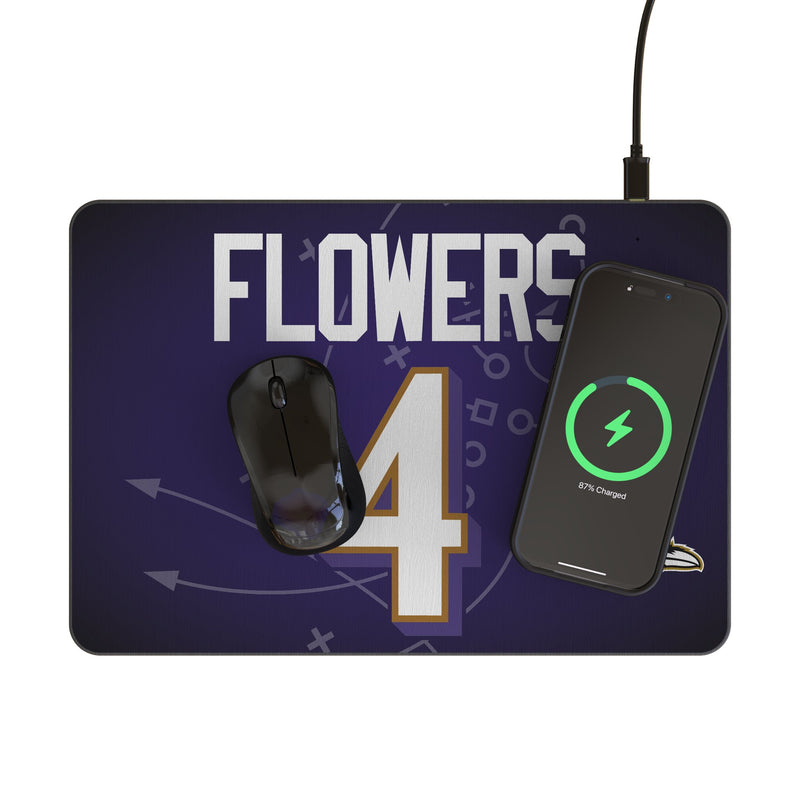 Zay Flowers Baltimore Ravens 4 Game Tactic 15-Watt Wireless Charger and Mouse Pad Lifestyle.Jpg