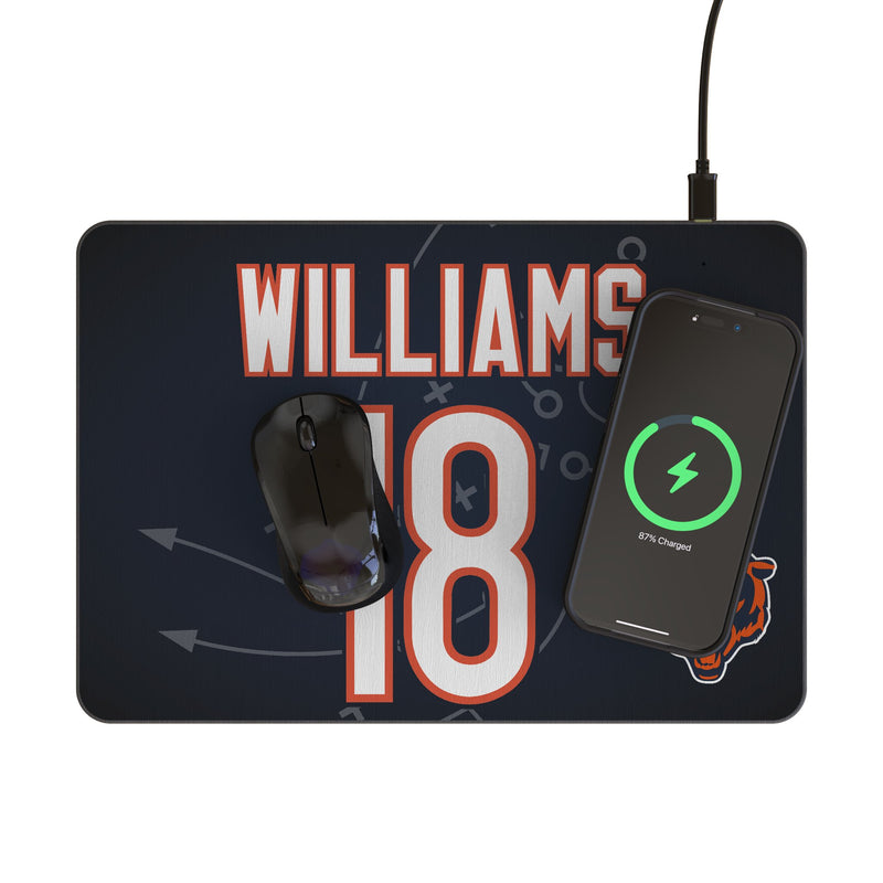 Caleb Williams Chicago Bears 18 Game Tactic 15-Watt Wireless Charger and Mouse Pad Lifestyle.Jpg