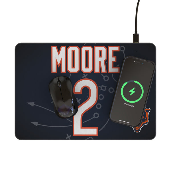 DJ Moore Chicago Bears 2 Game Tactic 15-Watt Wireless Charger and Mouse Pad Lifestyle.Jpg