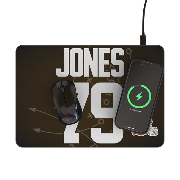 Dawand Jones Cleveland Browns 79 Game Tactic 15-Watt Wireless Charger and Mouse Pad Lifestyle.Jpg
