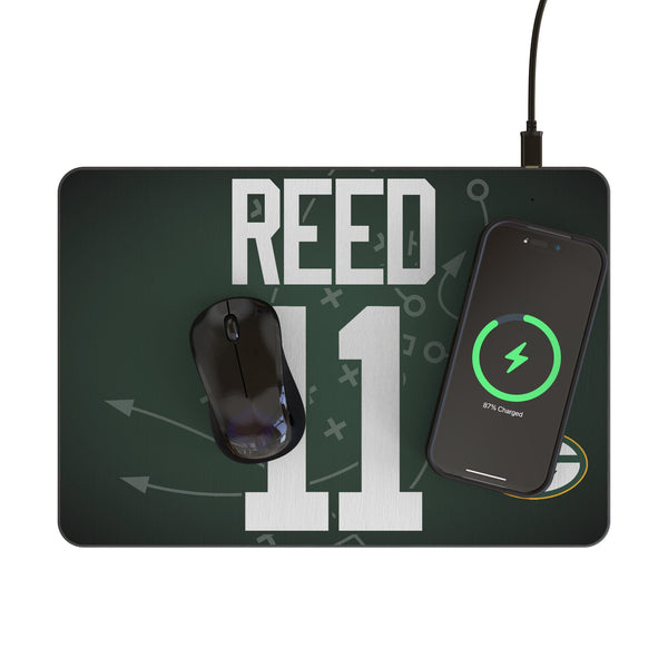 Jayden Reed Green Bay Packers 11 Game Tactic 15-Watt Wireless Charger and Mouse Pad Lifestyle.Jpg