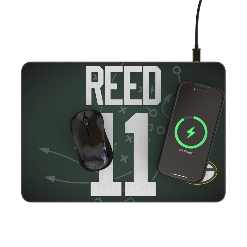 Jayden Reed Green Bay Packers 11 Game Tactic 15-Watt Wireless Charger and Mouse Pad Lifestyle.Jpg